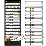 Pasimy Daily Schedule Pocket Chart with 31 Reusable Cards and 14 Pockets Composition Notebook Classroom Decor Composition Schedu