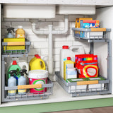 Under Sink Organizer, 2 Packs 2 Tier Under Sink Organizers and Storage, Slide out Pull out Cabinet Organizer Shelf, Metal Slidin