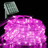 YEGUO 66ft 200 LED Solar Rope Lights Outdoor Waterproof, Pink String Lights for Outside, 8 Modes Fairy Lights in Clear Thin Tube