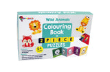 Popcorn Games & Puzzles Wild Animals Colouring Book with 2 Piece Puzzles & Crayons| Improves Your Child Focus,Problem Solving &