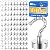 Grtard 100Pack Magnetic Hooks Heavy Duty, 25LBS Neodymium Magnet Hooks for Cruise, Strong Magnetic Hooks for Hanging, Magnets wi