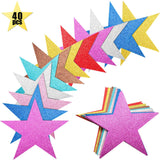 40 Pieces Glitter Star Cutouts Paper Star Confetti Cutouts for Bulletin Board Classroom Wall Party Decoration Supply, 6 Inches L