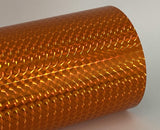 Roll of Prism Sign Vinyl, Holographic 1/4'' Mosaic, Self-Adhesive (12 inch x 10 feet, Orange)