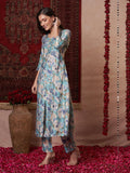 Gosriki Women'S Rayon Blend A-Line Printed Kurta With Pant (Bhaskar Sky Blue-Gs_Xl_Sky Blue_X-Large),Sky Blue,,B0DRNMMP5K