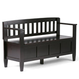 SIMPLIHOME Brooklyn Entryway Storage Bench - 48 inch Wide Solid Wood Storage Seat in Coffee Brown, Contemporary Bench for Entryw