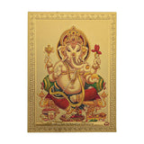 Hawai 24K Gold Plated Lord Ganesha Ganpati Ganesh Self Adhesive Pocket Size Poster Sticker, Size 8.5X6Cm | Home Office Business