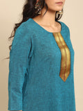 Rangita Blue Cotton Knee Length Solid Straight Kurti For Women | Kurta For Women_M