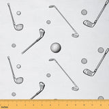 Erosebridal Ball Game Upholstery Fabrics Golf Print Outdoor Fabric by The Yard 5 Yard Grey White Waterproof Fabric for Chairs Sp