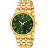 Wrightrack Astrological Full Roman Golden Stainless Steel Green Dial Bracelet For Luck And Prosperity Men'S Analog Watch