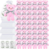 Wettarn 50 Sets Small Tiny Plush Bear Bulk 4.72 Inch Mini Stuffed Animals Small Bear Party Favors with Thank You Tags and Mesh B