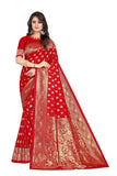 Sugathari Womens Art Silk Red Kanchipuram Saree (San Pari S-1 Red)