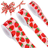 JarThenaAMCS 3 Roll Strawberry Grosgrain Ribbon Summer Fruit Ribbon for Wreath Bow Craft Gift Wrap Party Decor, 15 Yards