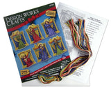 Design Works Crafts Medieval Angels Counted Cross Stitch Ornament Kit, Red, Blue, Green, Gold And More (Mixed)