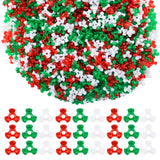 Qumenan 1600Pcs Christmas Tri-Shaped Beads Plastic Red Green and White Tri Beads for Christmas Craft Wreath Candy Cane Xmas Home