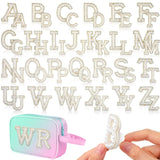 WILLBOND 52 Pieces Self Adhesive Pearl Rhinestone Letter Patches A-Z Bling Rhinestone Letter Stickers Glitter Alphabet Appliques