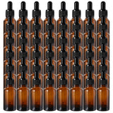 Kingrol 48 Pack Amber Glass Bottles with Glass Eye Dropper, 1 oz Dropper Bottles for Essential Oils, Perfumes, Aromatherapy, Che