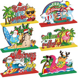 6 Pcs Summer Christmas in July Wooden Table Decoration July Summer Table Centerpiece Sets Decor Christmas Party Supplies Santa F