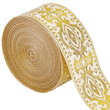 GORGECRAFT 7.7 Yards Double Side Metallic Gold Ethnic Jacquard Ribbon 1.3 Wide Floral Embroidery Bohemian Polyester Woven Ribbon