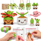 Mewaii Crochet Kit for Beginners,9PCS Crocheting Plant Kit with Step-by-Step Video Tutorial,DIY Easy Knitting Kit with 40% Extra