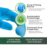 Showa 7500Pf Biodegradable Powder-Free Nitrile Disposable Safety Glove, Food Safe, 4 Mil Thick, 9.5 Length, X-Small (1 Box)