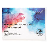 Watercolor Paper Block 9x12 Inch, Fuumuui 100% Cotton Paper Pad, 22 Sheets, Cold Pressed, Acid-Free, 140 lb/300gsm for Painting,