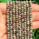 2 String 220PCS 3x5mm Natural Red-Green Color Speckled Beads for Jewelry Making, Songxi Facted Loose Gemstone Beads for DIY Brac