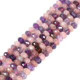 Amethyst & Strawberry Quartz 6mm Gemstone Faceted Rondelle Loose Beads DIY Jewelry Making Beads 16 Inch
