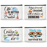SEAOYOZO Cruise Ship Makeup Bag - 4Pcs Cruise Ship Essentials Survival Kit Canvas Cosmetic Bags Organizer Portable Beach Accesso