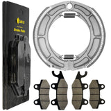 Caltric Front Brake Pads & Rear Brake Shoes Compatible with Suzuki Ltf500F Quadrunner 500 1998-2002 New