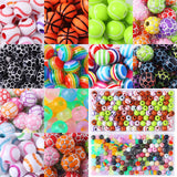 Sports Beads for Jewelry Making,250 Football Soccer Basketball Baseball Softball Mixed for Bracelets Making,Pony Rainbow Beads w