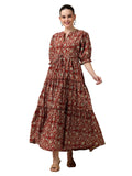 Libas Women'S Cotton Fit And Flare Maxi Dress (29304I_Rust
