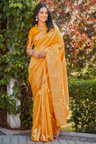 Glory Sarees Womens Banarasi Silk Saree With Blouse Piece (Banarasi_Saree134_Yellow)