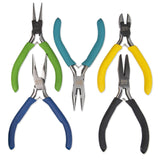 The Beadsmith ColorID Pliers Color Coded Set 5 Inches, 5 Piece Kit: Chain Nose, Round Nose, Flat Nose, Bent Chain Nose & Si