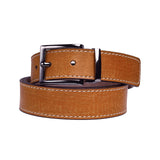 Full Grain Genuine Leather Belt (With Thread Stitch Design, British Tan)