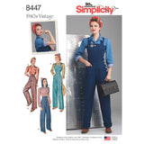 Simplicity Pattern 8447 H5 Misses 1940s Vintage Pants, Overalls and Blouses, Size 68101214