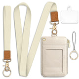 Piefly Lanyard Wallet with ID Badge Holder, Small RFID Credit Card Holder Women Keychain Wristlet, Slim Card Organizer with Zipp