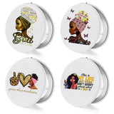 Fumete 4 Pcs African Women Compact Travel Makeup Pocket Mirror for Purse Mini Compact Small Double Sided Folding Mirror Portable