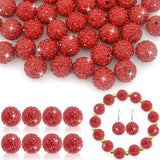 Red Rhinestone Beads 12mm for Jewelry Making - 50pcs Bling Sparkle Shiny Pave Round Disco Rhinestone Beads for Friendship Bracel