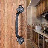 INIRET 4 Packs Rustic Gate Handle,8.86 Inch Cast Iron Sliding Barn Door Handle,Black Vintage Metal Gate Pull Handle Fence Handle