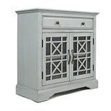 Benzara BM184060 Wooden 32 Accent Cabinet with Beveled Top, Light Gray