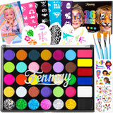 Face Painting Kit for Kids, 36 Colors XL Face Paint Makeup Palette, Non-Toxic and Hypoallergenic| with Stencils, Book, Easy to U