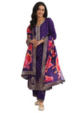 Libas Women'S Silk Blend Kurta Sets (99076O_Purple_Xl)
