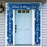 SmoothNovelty 3 Pcs Happy Fathers Day Banner Blue Best Dad Ever Backdrop Fathers Day Party Decorations Banner Dad Appreciation