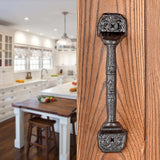 INIRET Sliding barn Door Handles,4 Packs 5.51 Cast Iron Handles,Dark Brown Vintage Metal Gate Pull Handle Fence Handle Antique L