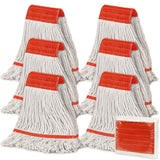KalTell 6PK Commercial Cotton Mop Head Replacement, Heavy Duty String Mop Refills, Highly Absorbent Industrial Wet Mop Heads for