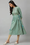 W For Woman Blue Gathered Kurta With Bead Work_22Auw17921-118334_3Xl
