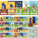 Frienda 48 Set Religious Easter Crafts Holy Week Scene Kits Make Your Own Christian Easter Stickers He is Risen Sticker Palm Sun