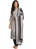 Libas Womens Printed Silk Blend Straight Kurta With Salwar And Dupatta