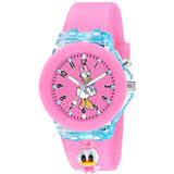 Shocknshop Nylon 3D Cartoon Analouge With 7 Color Glowing Disco Light Unisex Analogue Watch For Kids Girls And Boys (Pink Dial D