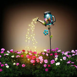 SRNPMIU Solar Watering Can Light, Yard Outdoor Decor Lights, IP65 Waterproof, Hanging Butterfly Garden Light, Outside Garden Flo